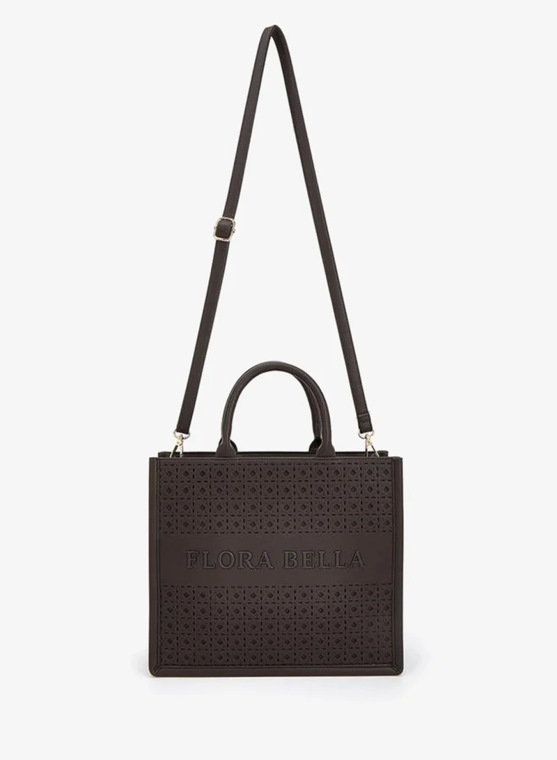 Flora Bella By Shoexpress BROWN Flora Bella Laser Cut Tote Bag With Detachable Strap for Women | Best Price UAE