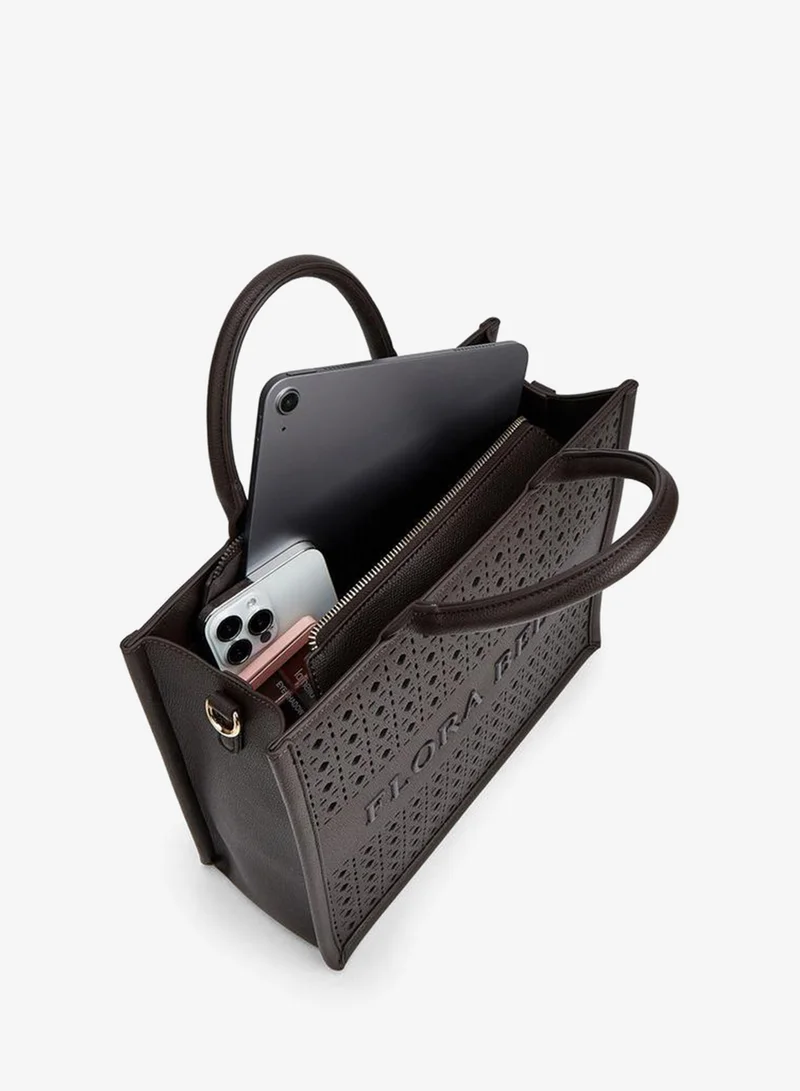 Flora Bella By Shoexpress BROWN Flora Bella Laser Cut Tote Bag With Detachable Strap for Women | Best Price UAE