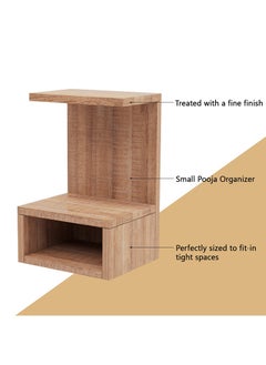 Mahmayi Modern Wooden Mandir, Temple with Single Open Shelf for Storage Pooja Essentials Sturdy Steel Legs Ideal for Home, Office, Temple - Brown Arizona Oak  - Image 3