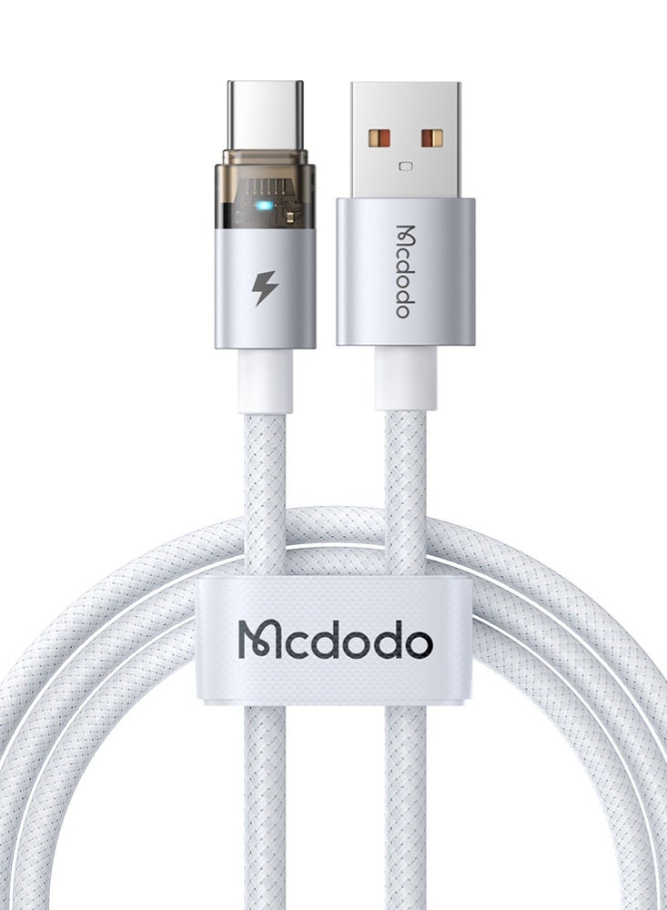 MCDODO CA-6892 USB-C Transparent Cable with Charging Light 1.2m white - Image 1
