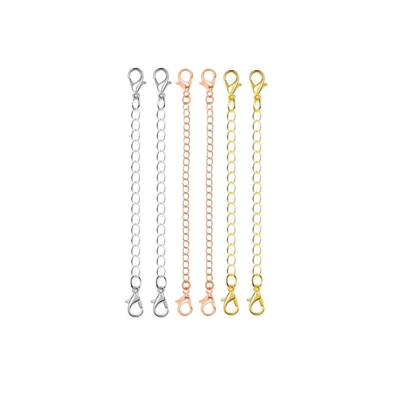 ST logo Hanging Tree Women Girl Boy & Men Jewellery Making 6 Pcs 3 Colour Golden Silver Rose Gold Extender for Chain Set Bracelet Pendant & Necklace (3 Inch 3 Colour) - Image 1
