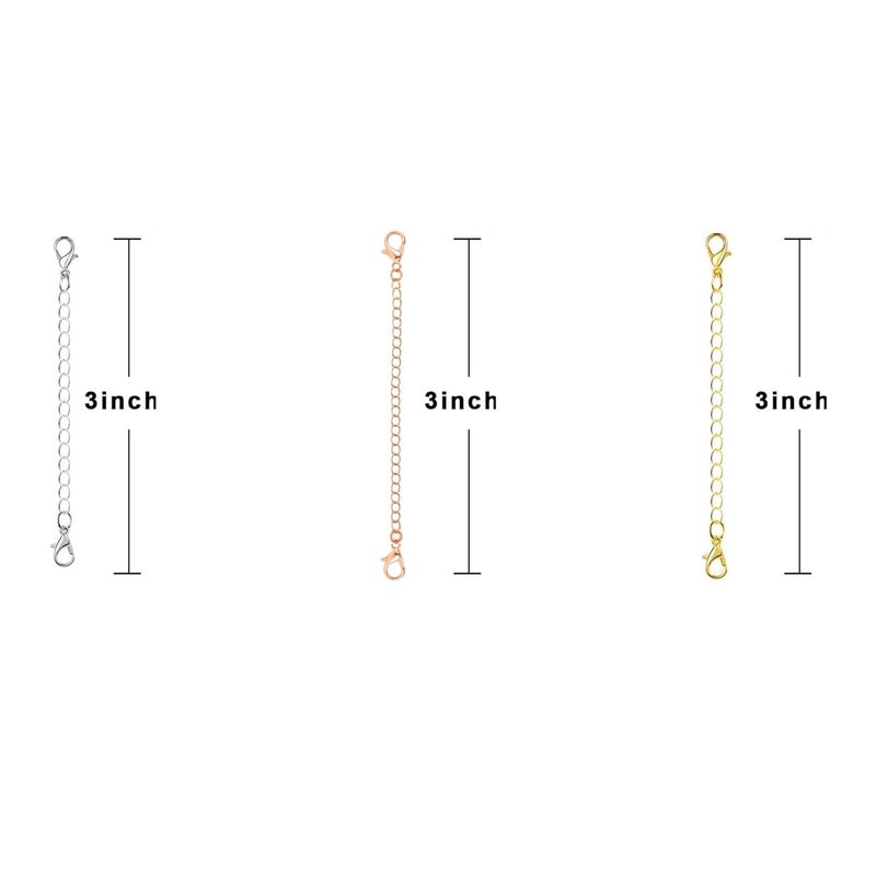 ST logo Hanging Tree Women Girl Boy & Men Jewellery Making 6 Pcs 3 Colour Golden Silver Rose Gold Extender for Chain Set Bracelet Pendant & Necklace (3 Inch 3 Colour) - Image 2