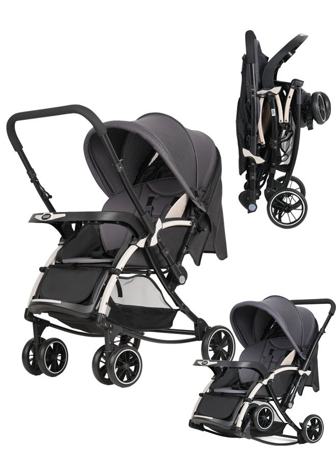 baobaohao Luxury Baby Stroller with Reversible Handle, Compact Travel Stroller for Airplane, 87cm Full-Size Sleeping Bassinet, One-Hand Fold, All-Terrain Wheels, Extendable UPF50+ Canopy for Newborn to Toddler - Image 1