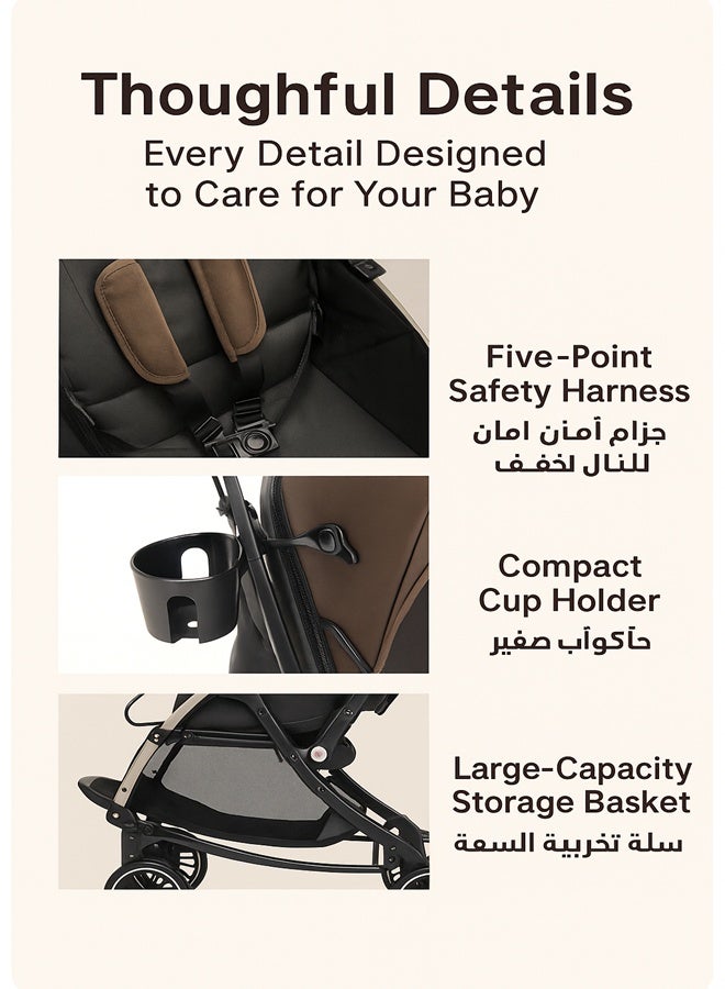 baobaohao Luxury Baby Stroller with Reversible Handle, Compact Travel Stroller for Airplane, 87cm Full-Size Sleeping Bassinet, One-Hand Fold, All-Terrain Wheels, Extendable UPF50+ Canopy for Newborn to Toddler - Image 5