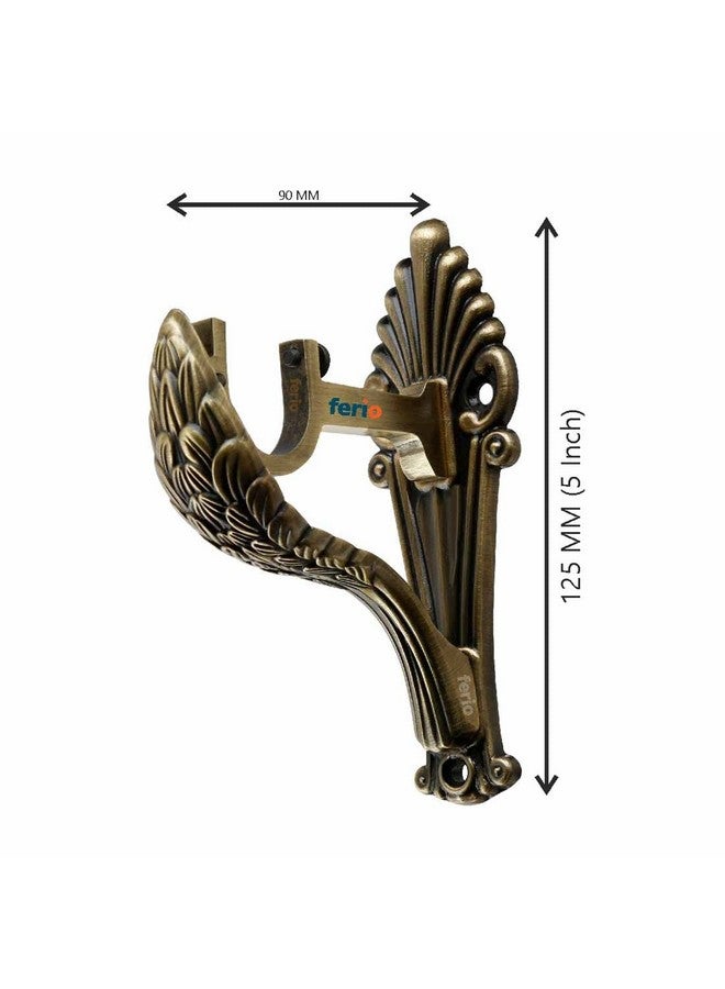 Ferio New Look Aluminum Curtain Brackets for Door and Window 1 Inch Rod Holder Home Decor Brass Antique Set of 2 (Pack of 4) - Image 2