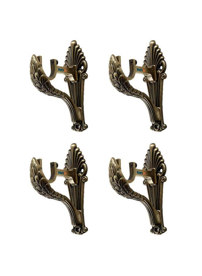 Ferio New Look Aluminum Curtain Brackets for Door and Window 1 Inch Rod Holder Home Decor Brass Antique Set of 2 (Pack of 4) - Image 1