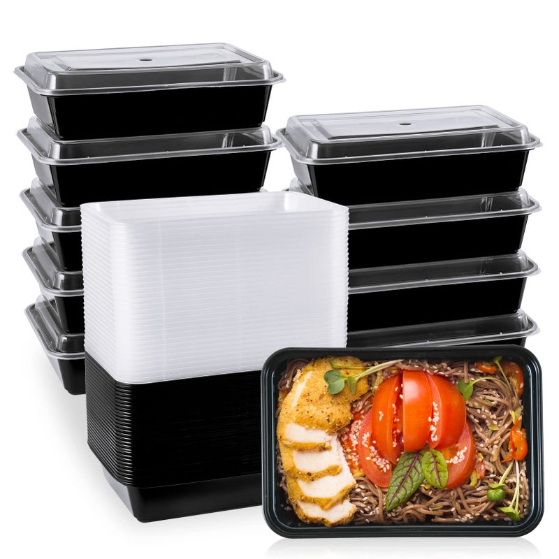 MUCHII 34 oz Meal Prep Containers With Lids 30 Count To Go Plastic Disposable Food Containers Microwave and Freezer Safe