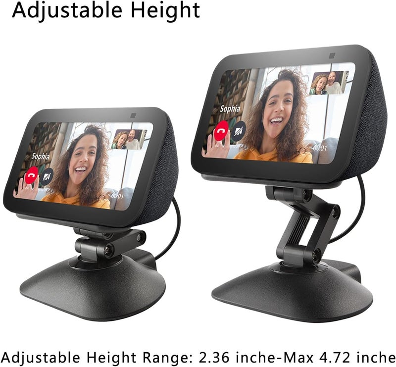حامل قابل لضبط الارتفاع لجهاز Echo Show 5 (الجيل الثالث) مع منفذ USB-C ومنفذ شحن، محطة شحن قابلة للإمالة والدوران بمغناطيس قوي لشحن هواتفكم وأجهزة الأذن اللاسلكية. - Image 3
