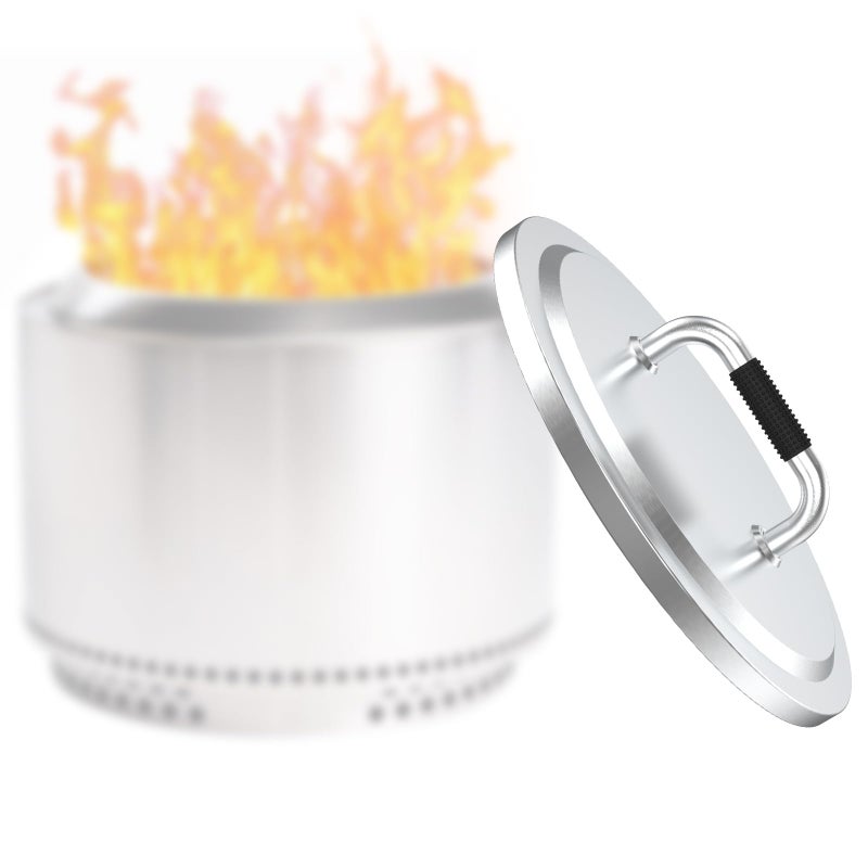 Hisencn غطاء موقد النار لساولو ستوف بونفاير 20195 غطاء موقد النار من الفولاذ المقاوم للصدأ مع مقابض مقاومة للحرارة لملحقات ساولو ستوف بونفاير للتخييم لموقد النار 195 الآخر