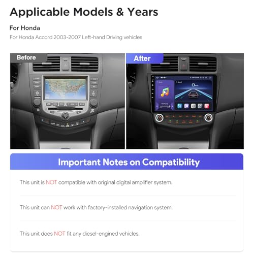 Xtrons إكس ترونز لراديو هوندا أكورد 2003 2004 2005 2006 2007، أندرويد 14 كوالكوم أوكتا كور 8GB+256GB، ستيريو سيارة بشاشة تعمل باللمس QLED مقاس 10.1 بوصة، نظام ملاحة GPS، بلوتوث، DSP، كار بلاي، أندرويد أوتو - Image 2