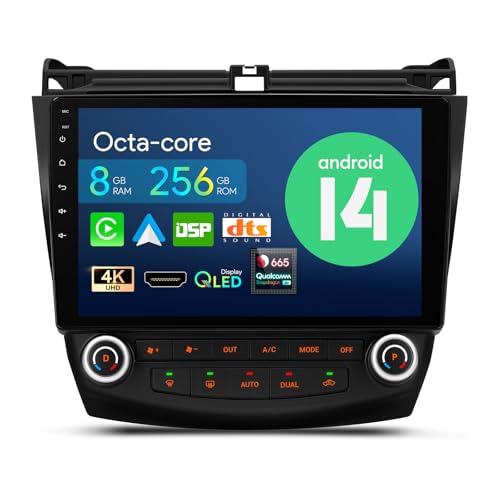 Xtrons إكس ترونز لراديو هوندا أكورد 2003 2004 2005 2006 2007، أندرويد 14 كوالكوم أوكتا كور 8GB+256GB، ستيريو سيارة بشاشة تعمل باللمس QLED مقاس 10.1 بوصة، نظام ملاحة GPS، بلوتوث، DSP، كار بلاي، أندرويد أوتو - Image 1