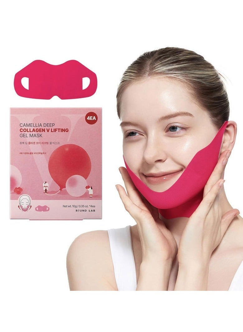 راوند لاب قناع جل عميق بالكولاجين من راوند لاب 4EA | قناع مزدوج للذقن، تبريد فوري وإزالة الشعر، حزام توحيد الوجه، كولاجين، يحسن ترهل البشرة ويشدها، 10 غرام/0.35 أونصة - Image 1