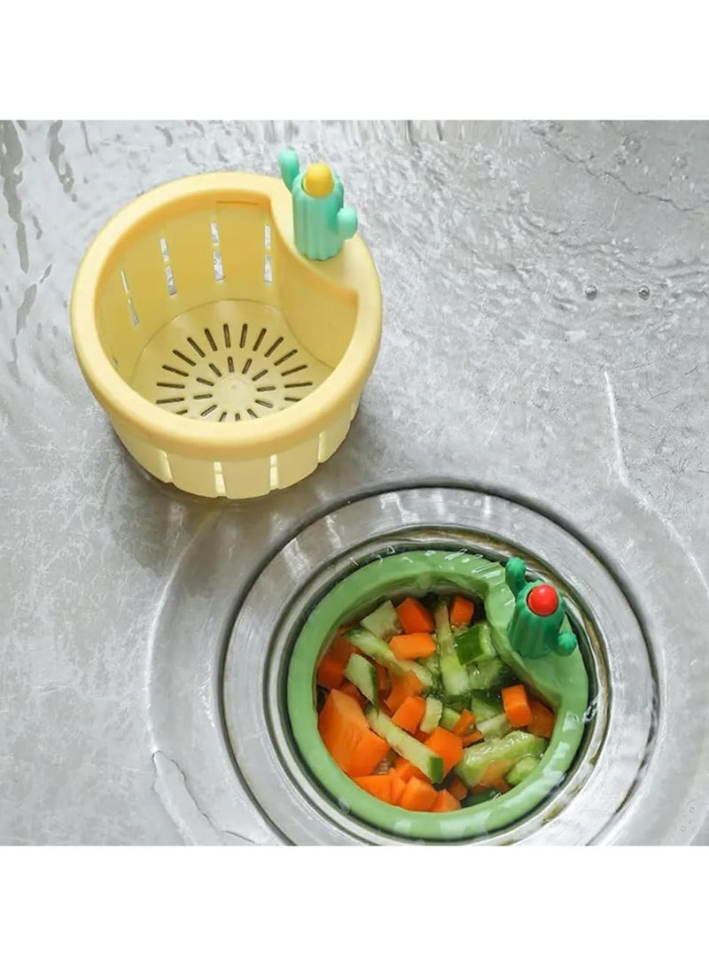 Oasisgalore Press Automatic Dumping Basket, Self-Cleaning Kitchen Sink Strainer (Yellow,3 PCS)  - Image 3