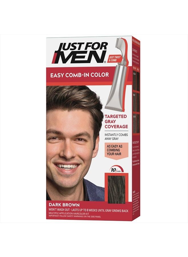 Just For Men Easy Comb-In Color, Hair Coloring for Men with Comb Applicator - Dark Brown, A-45 - Image 1