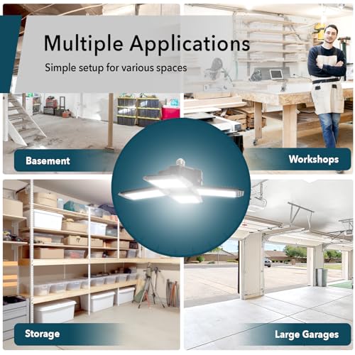 GT-Lite 15,000 Lumen LED Adjustable 4 Panel Bulb, Uses Only 140W, Daylight, E26 Base, LED Garage Light for Indoors Workshop Warehouse - Image 5