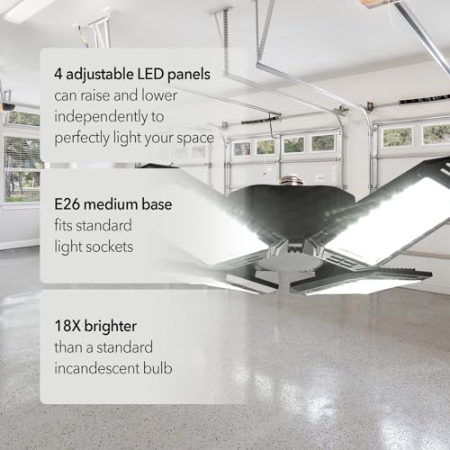 GT-Lite 15,000 Lumen LED Adjustable 4 Panel Bulb, Uses Only 140W, Daylight, E26 Base, LED Garage Light for Indoors Workshop Warehouse - Image 3