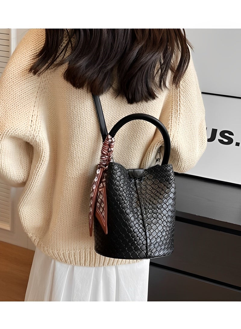 REOCLE Women's Woven Bag Vegan Leather Tote Bag Large Summer Beach Travel Top Handle Handbag Purse Retro Handmade Shoulder Bag  - Image 4