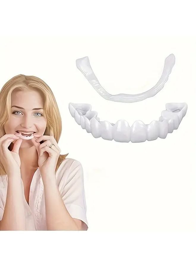 مجموعة أطقم الأسنان العلوية والسفلية مع صندوق تخزين 3 قطع ابتسامة أنيقة للرجال والنساء - Image 5