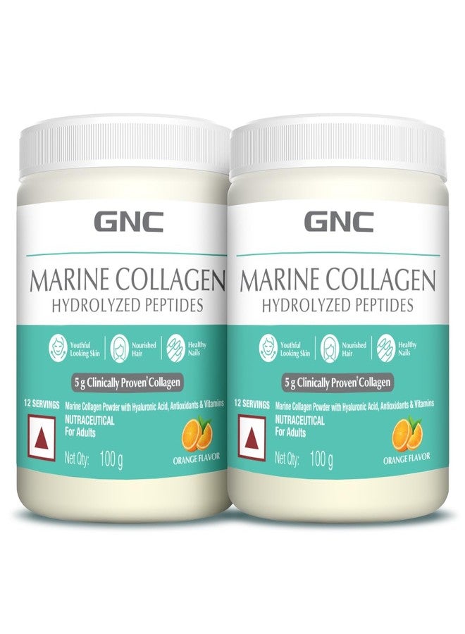 GNC Marine Collagen|100 Gm|Type 1 & Type 3 Collagen|Hydrolyzed Peptides |Hyaluronic Acid|Biotin |Vitamin C &E |Grape Seed Extract |Rosemary Extract |For Radiant & Youthful Skin,2 count,12 servings - Image 1