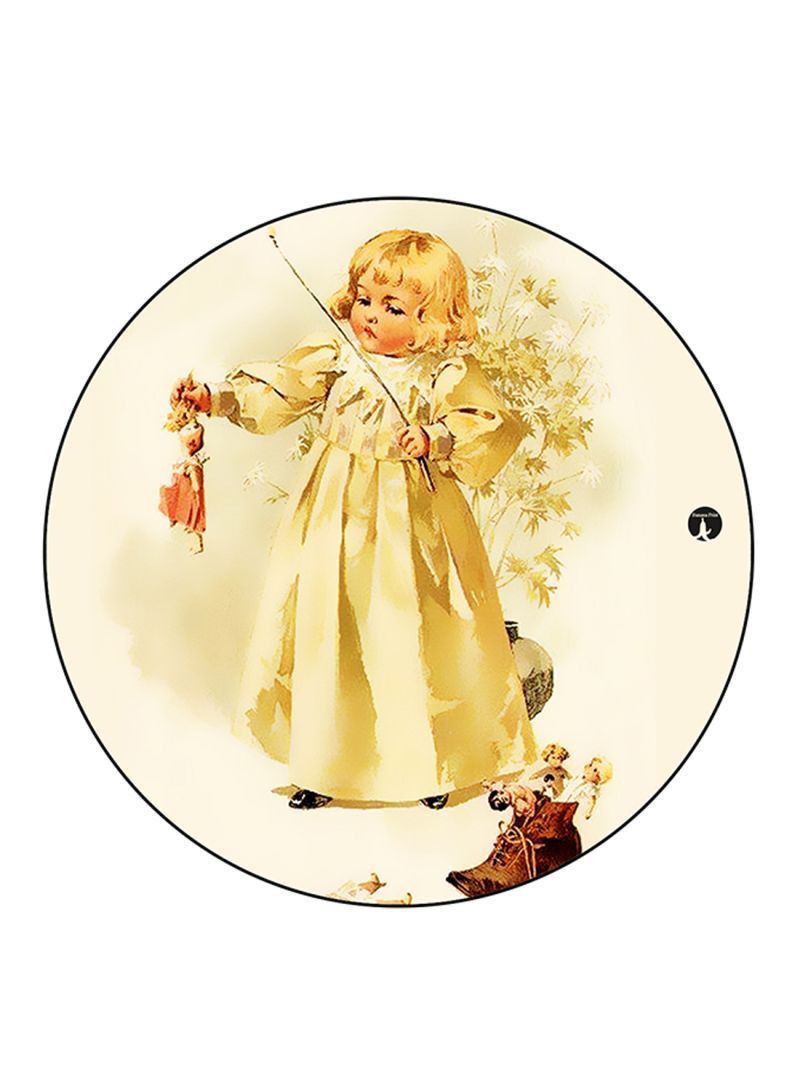 RKN Girl Printed Fridge Magnet Round  Multicolour - Image 1