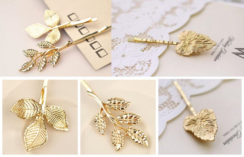 Yueton yueton 3 Pairs Athena Olive Branch Leaves Barrettes Bobby Pin Hair Clips Bride Headwear Edge Clip Clamps 135 Leaves