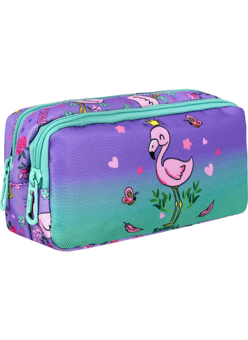 واديل Licensed Aqua Green Flamingo Patterned Girls Primary School Backpack and Lunch Bag