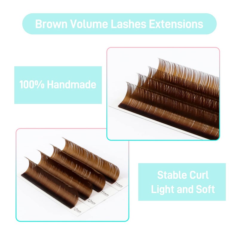 VAVALASH Colored Lash Extensions 0.07mm D Curl Brown Individual Volume Lashes Extensions 8-15 Mix Length Color Eyelash Extensions for Salon (Brown 0.07-D, 8-15mm) - Image 3