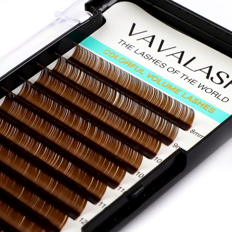 VAVALASH Colored Lash Extensions 0.07mm D Curl Brown Individual Volume Lashes Extensions 8-15 Mix Length Color Eyelash Extensions for Salon (Brown 0.07-D, 8-15mm) - Image 2