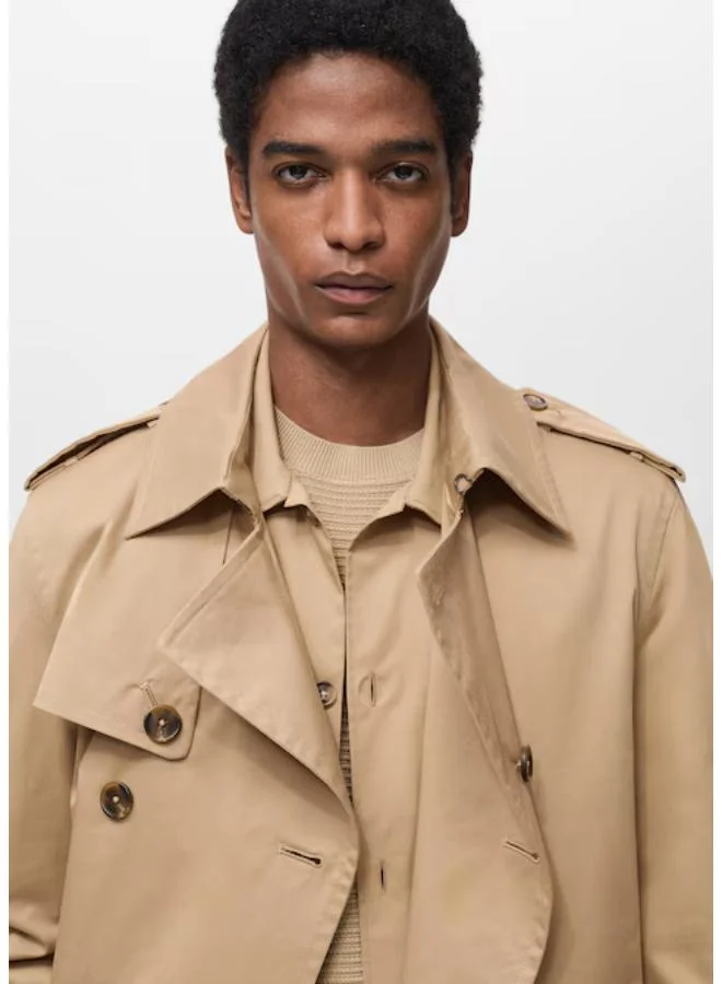 Mango Man Water-Repellent Belted Trench Coat