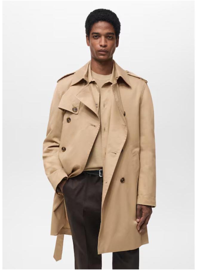 Mango Man - Water-Repellent Belted Trench Coat - Image 1