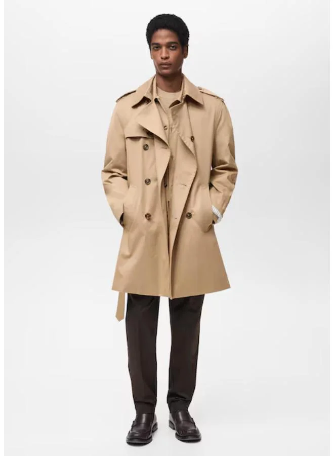 Mango Man Water-Repellent Belted Trench Coat