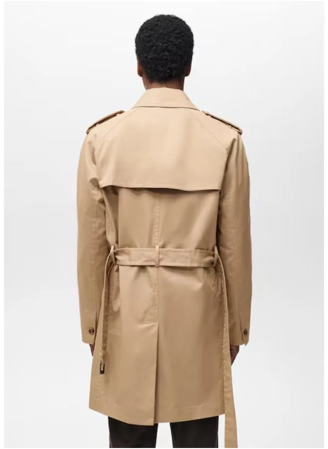 Mango Man Water-Repellent Belted Trench Coat