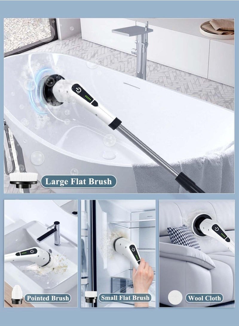 Bukela Electric Spin Scrubber Cordless Cleaning Brush with 9 Replaceable Drill Brush Heads and 48 Inch Adjustable Extension Arm Power Shower Scrubber for Bathroom Kitchen Floor Tile Tub - Image 4