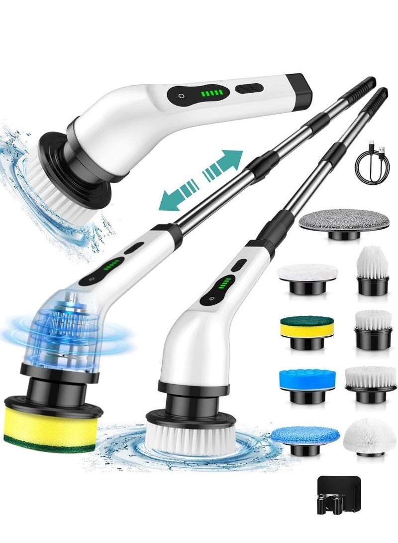 Bukela Electric Spin Scrubber Cordless Cleaning Brush with 9 Replaceable Drill Brush Heads and 48 Inch Adjustable Extension Arm Power Shower Scrubber for Bathroom Kitchen Floor Tile Tub - Image 1