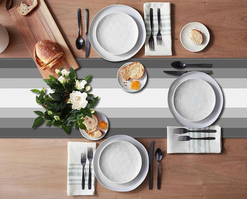 Emvency Grey Gradient Table Runner and Placemats Set of 6, Modern Abstract GeometricPainting Art Dining Decor for Daily Use(1 Table Runner 72 inches Long and 6 Placemats) - Image 3