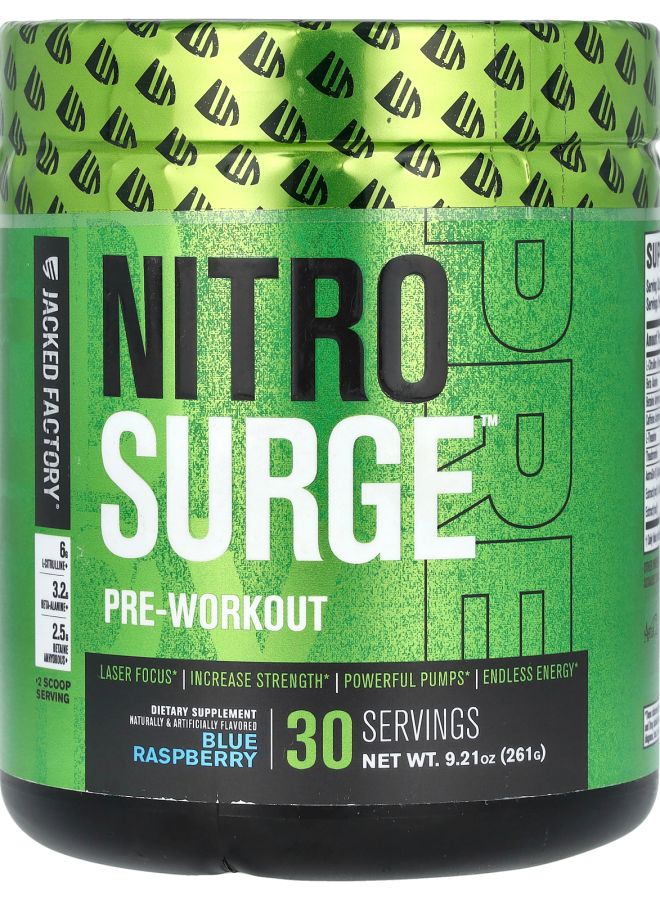 Jacked Factory Nitro Surge PreWorkout Blue Raspberry 9.21 oz (261 g)