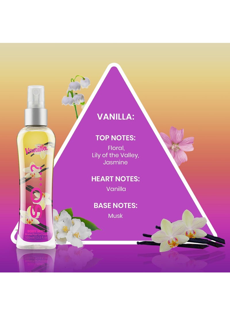 So..? So Vanilla Body Mist Sweet Floral Lily Jasmine Notes  Vanilla Perfume  Ideal Gifts for Women  CrueltyFree Perfume for Women  35 oz  - Image 2