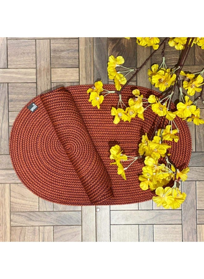 ST SAPROSE ® Polypropylene Multipurpose Reversible Oval Table Mat (2 pc Pack, Size: 30cm x 44cm), Place mat, Side Table Mat, Washable Dining mats (TAN-OVERGEAN Melange) - Image 1