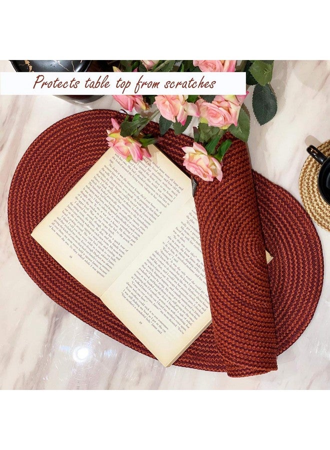 ST SAPROSE ® Polypropylene Multipurpose Reversible Oval Table Mat (2 pc Pack, Size: 30cm x 44cm), Place mat, Side Table Mat, Washable Dining mats (TAN-OVERGEAN Melange) - Image 3