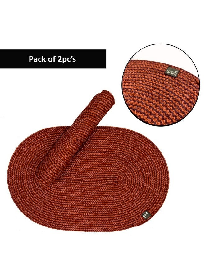 ST SAPROSE ® Polypropylene Multipurpose Reversible Oval Table Mat (2 pc Pack, Size: 30cm x 44cm), Place mat, Side Table Mat, Washable Dining mats (TAN-OVERGEAN Melange) - Image 4