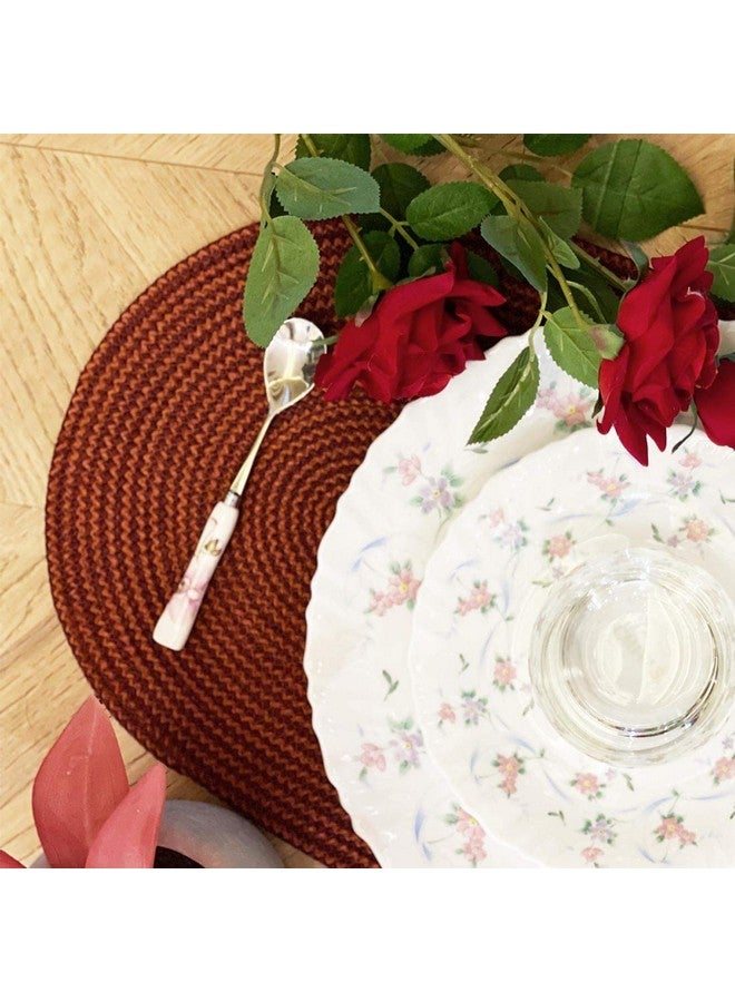 ST SAPROSE ® Polypropylene Multipurpose Reversible Oval Table Mat (2 pc Pack, Size: 30cm x 44cm), Place mat, Side Table Mat, Washable Dining mats (TAN-OVERGEAN Melange) - Image 5