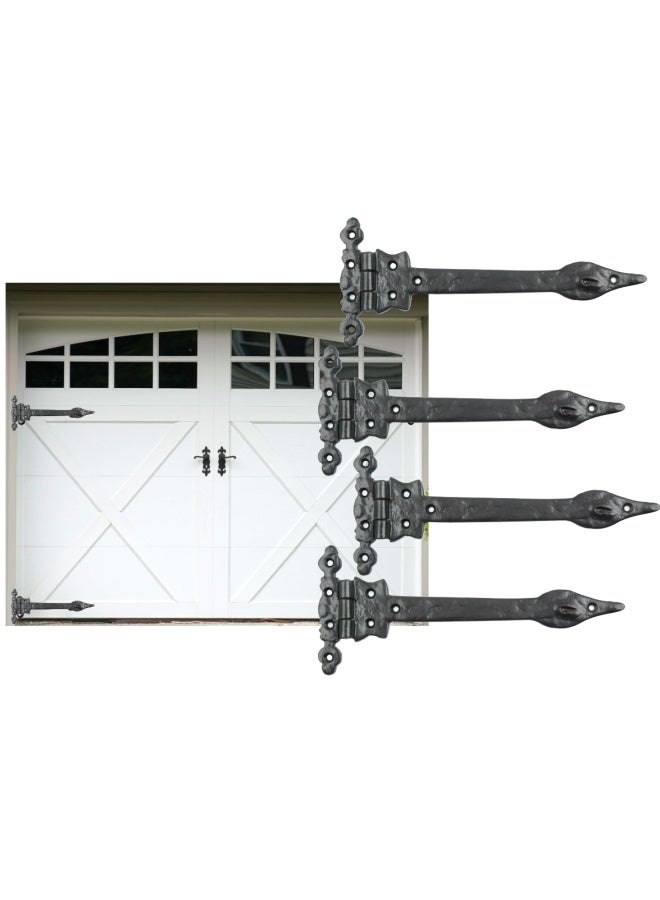 ROBUSTLINE Pack Of 4 Cast Iron Ornamental Inch T Inch Hinges 9 Inch Black Antique Hinge Front Leaf Design Cast Iron Gate Hinges Decorative Hinge Front 701 