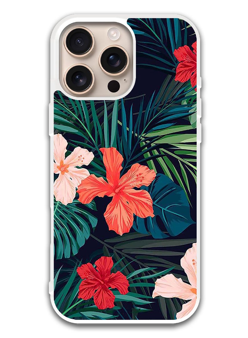 Theodor Protective Case Cover For APPLE IPHONE 16 Pro Flowers (2) (White Bumper) - Image 1