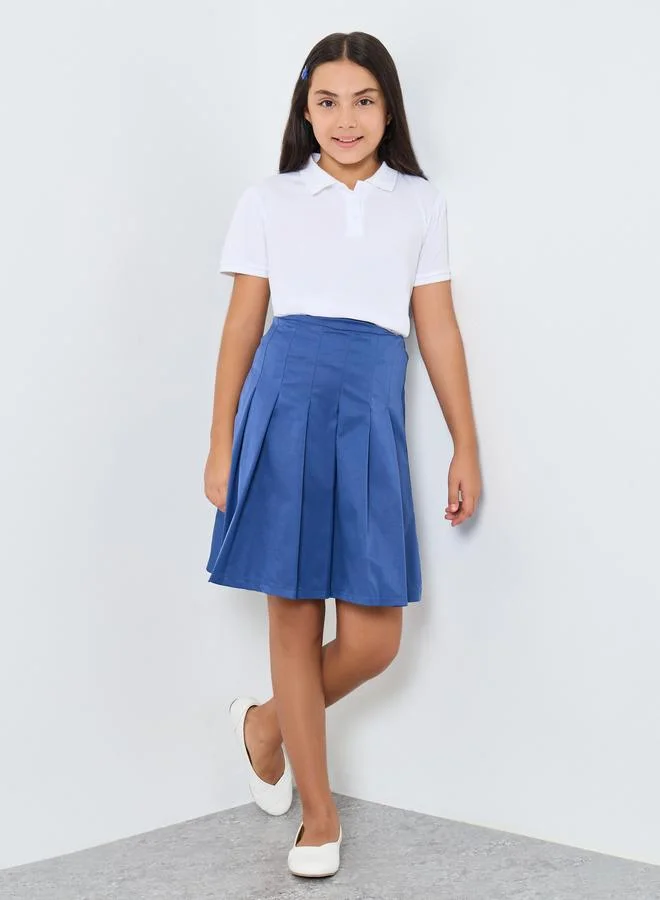 Styli Styli Girls White Cotton Polo T-Shirt