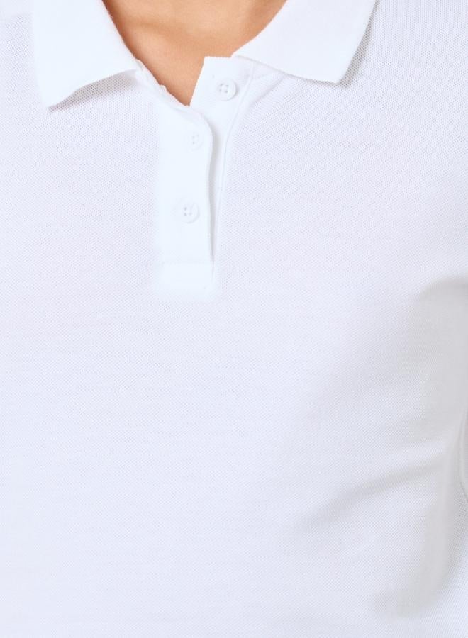 ستايلي تيشيرت بولو قطن أبيض للبنات - Image 4