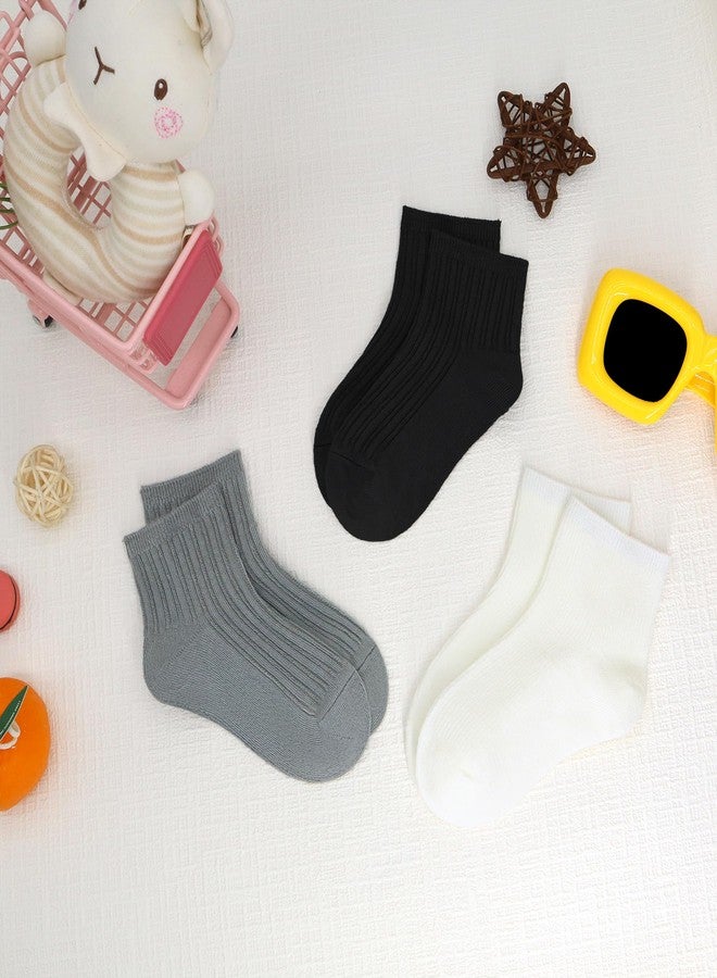 SERISIMPLE Viscose Bamboo Unisex Baby Boy Girl Socks Toddlers Ankle Crew Thin Soft Socks Stretch Breathable Newborn 5 Pairs (US, Age, 0 Months, 12 Months, Black) - Image 5