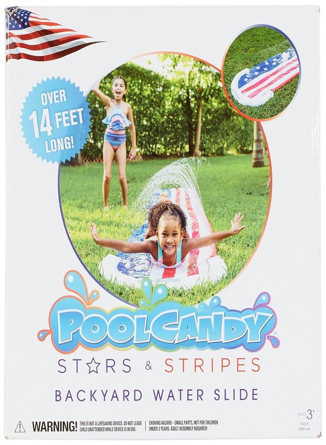 Poolcandy شرائح النجوم والأشرطة من بول كاندي - منزلق مائي قابل للنفخ للأطفال مع بركة رذاذ مدمجة - Image 1