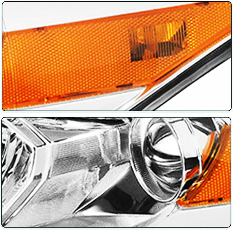 TUSDAR مجموعة مصابيح أمامية TUSDAR متوافقة مع هوندا أكورد 2008-2012 كوبيه 2 باب مع عدسة بروجكتور هيكل كروم مع عاكس برتقالي - Image 3