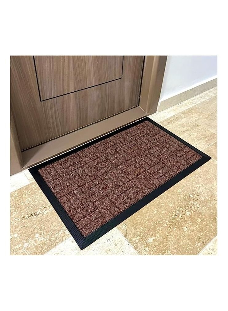 Door Mat Outdoor Mats for Home Entrance Low Profile Doormat Indoor Floor Mat Patio Entry Mat Heavy Duty Rug Garage Door Mat Outdoor Entrance Checker Assorted Shapes Brown Rectangular