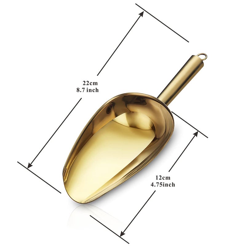 Berglander Stainless Steel Gold Ice Scoop 6 OZ, Titanium Golden Plating Metal Ice Scooper For Ice Maker, Multipurpose For Candy Wedding Kitchen Bar Party, Pet Animal Dog Food Scoop Beach Shovel - Image 2